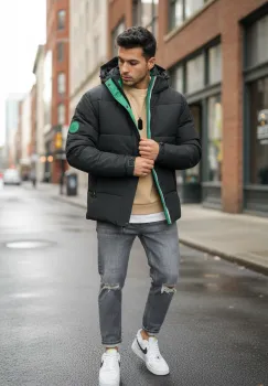 Geaca barbati groasa de iarna  neagra 4400 imagine