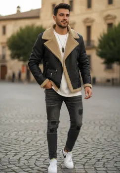 Geaca barbati groasa de iarna  neagra  M1059 imagine