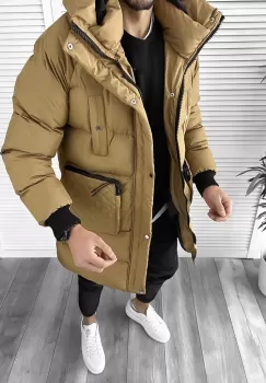 Geaca barbati groasa maro de iarna 1021 imagine