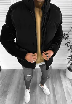 Geaca barbati groasa neagra de iarna 123449 imagine