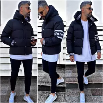 Geaca barbati groasa neagra de iarna 9030 63-4-5 imagine