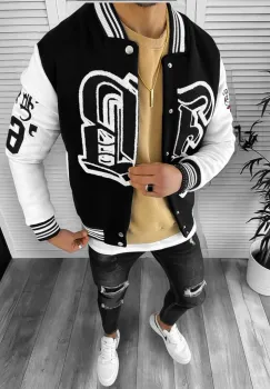 Geaca barbati neagra de toamna cu imprimeu K162 125-4 imagine