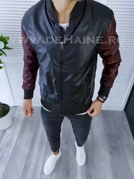 Geaca barbati neagra din piele ecologica B5991 29.2-1.2.3 imagine