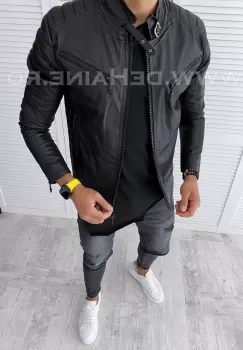 Geaca barbati neagra piele ecologica B2888 67-5 imagine