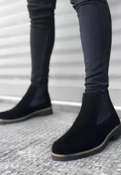 Ghete barbati piele intoarsa neagra 12207 imagine