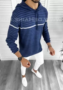 Hanorac barbati bleumarin slim fit T3713 i18-1*/U5 imagine