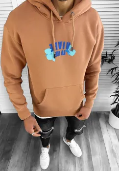 Hanorac barbati crem slim fit 3066 imagine