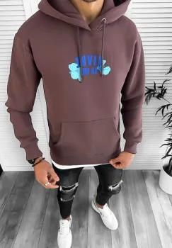 Hanorac barbati maro slim fit 3066 imagine