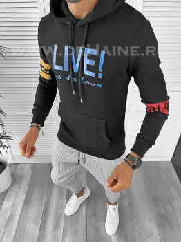 Hanorac barbati negru slim fit 2699 33.1-3 imagine