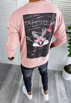 Hanorac barbati roz pudra cu imprimeu pe spate K379 103-3 imagine