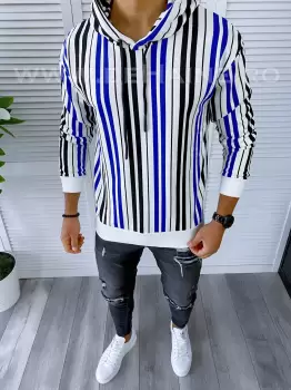 Hanorac barbati slim fit albastru cu imprimeu K351 39-4 E imagine