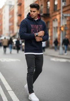 Hanorac barbati slim fit  bleumarin  vatuit S110 imagine