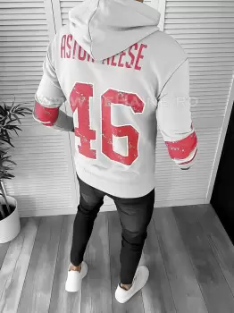 Hanorac barbati slim fit gri cu imprimeu pe spate K130 N13* imagine