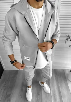 Hanorac barbati slim fit gri deschis 1033 D2-5.1 imagine