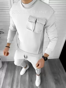 Hanorac barbati slim fit gri deschis K156 55-5 imagine