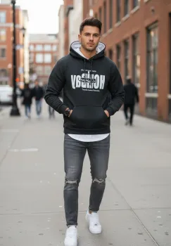 Hanorac barbati slim fit  gri  vatuit S110 imagine