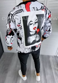 Hanorac barbati slim fit imprimeu K378 i14-4 imagine