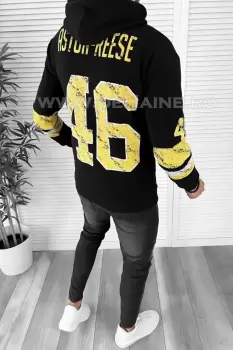 Hanorac barbati slim fit negru cu imprimeu pe spate K130 N13-4* imagine