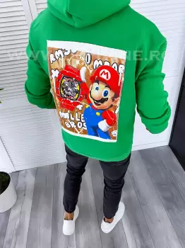 Hanorac barbati slim fit verde K338 97-2 V imagine