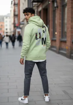 Hanorac barbati slim fit  verde  vatuit S100 imagine