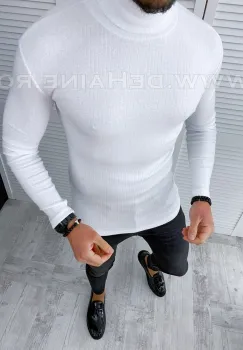 Helanca barbati alba slim fit ZR cu mic defect DEF3310 O6-2 imagine