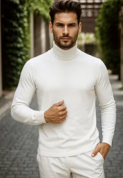 Helanca barbati slim fit alba CU MIC DEFECT def13416 D2-5.2 imagine