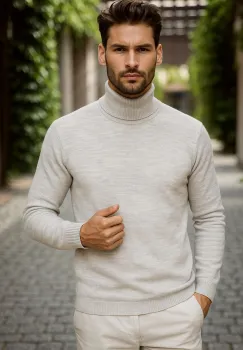 Helanca barbati slim fit bej 13416 imagine