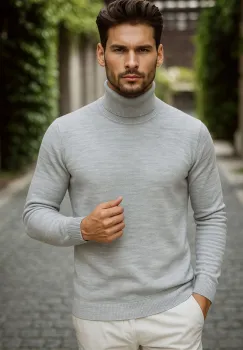 Helanca barbati slim fit gri deschis 13416 imagine