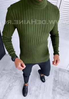 Helanca barbati slim fit kaki B2736 M3 imagine