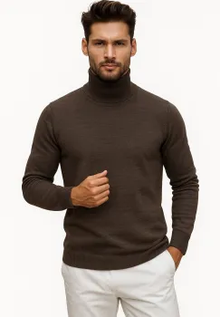 Helanca barbati slim fit maro 13416 imagine