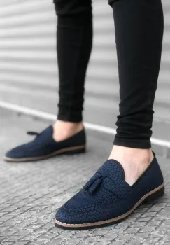 Mocasini barbati albastri  tapla subtire  piele eco  comozi 12218 N1-3 imagine