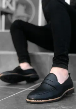 Mocasini barbati negri  tapla subtire  piele eco  comozi 12220 N1-1 imagine