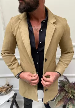 Palton barbati bej B6791 123-3 imagine