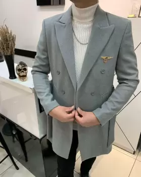 Palton barbati gri deschis B7575 203-3 E imagine