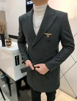 Palton barbati gri inchis B7575 E imagine