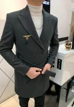 Palton barbati gri inchis cu mic defect def249 e 1-2 imagine