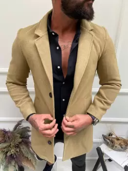 Palton barbati maro deschis B6791  imagine