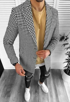 Palton barbati primavara in carouri VZ1 83-4 imagine