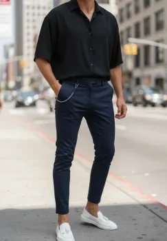 Pantaloni barbati casual bleumarin 10614 imagine