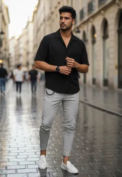 Pantaloni barbati casual gri 10614 imagine