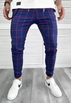 Pantaloni barbati casual in carouri 11956 imagine