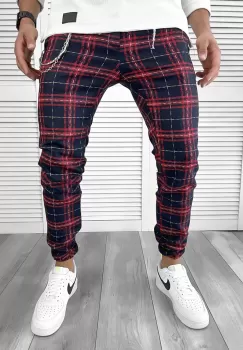 Pantaloni barbati casual in carouri 11957 imagine