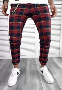 Pantaloni barbati casual in carouri 11966 imagine