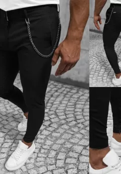 Pantaloni barbati casual negru 12097 imagine