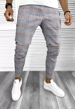 Pantaloni barbati casual regular fit in carouri B8496 E 7-4 imagine