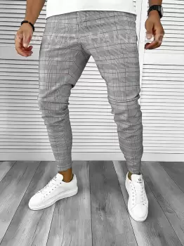 Pantaloni barbati casual regular fit in carouri B8506 F6-5 imagine