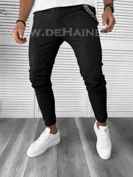 Pantaloni barbati casual regular fit negri B7879 3-3 E imagine