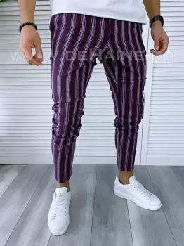 Pantaloni barbati casual regular fit violet B1556 e imagine