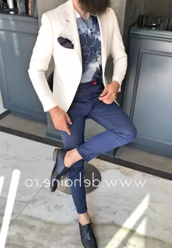 Pantaloni barbati eleganti bleumarin ZR A2115 imagine