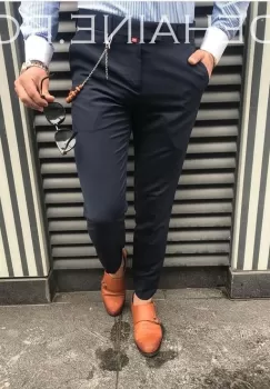 Pantaloni barbati eleganti bleumarin ZR A3625 imagine